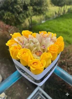 Corazón de rosas y orquideas R139